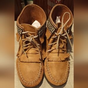 Tan Moccasin Ankle Boots